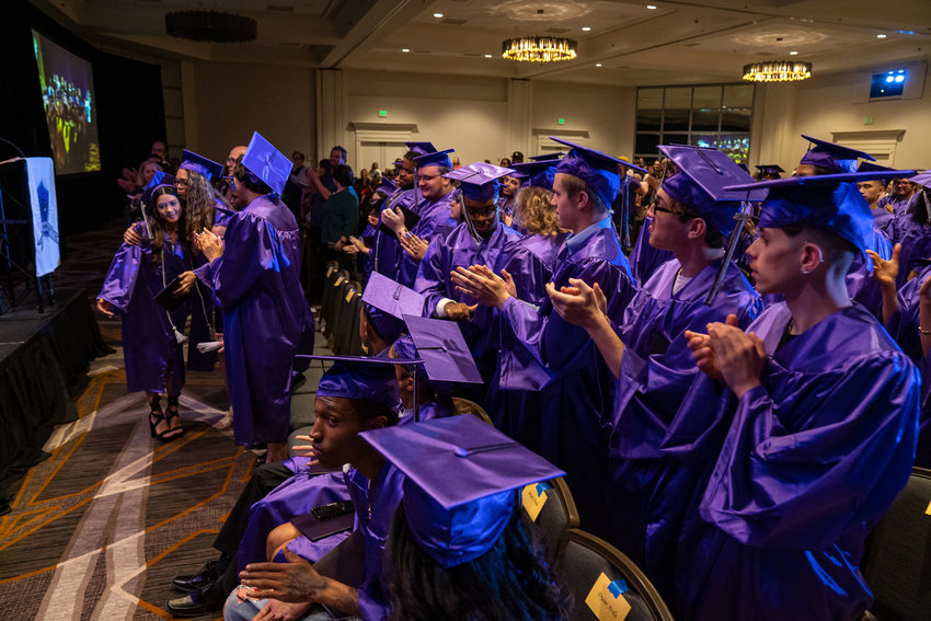 Students celebrate at Endeavor Academy’s graduation ceremony.